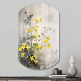 Yellow Grey Herb Garden - Asymmetric Metal Wall Art