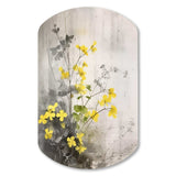 Yellow Grey Herb Garden - Asymmetric Metal Wall Art