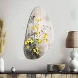 Yellow Grey Herb Garden - Asymmetric Metal Wall Art