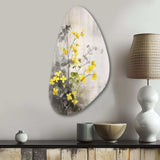 Yellow Grey Herb Garden - Asymmetric Metal Wall Art