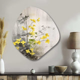 Yellow Grey Herb Garden - Asymmetric Metal Wall Art