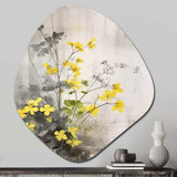 Yellow Grey Herb Garden - Asymmetric Metal Wall Art