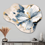 Blue White Hibiscus Tropical Harmony Flowers II - Asymmetric Metal Wall Art