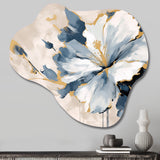 Blue White Hibiscus Tropical Harmony Flowers II - Asymmetric Metal Wall Art