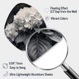 Grey White Hydrangea Bloom II - Asymmetric Metal Wall Art