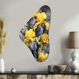 Yellow Grey Petal Of Iris I - Asymmetric Metal Wall Art