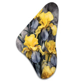 Yellow Grey Petal Of Iris I - Asymmetric Metal Wall Art