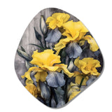 Yellow Grey Petal Of Iris I - Asymmetric Metal Wall Art