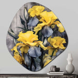 Yellow Grey Petal Of Iris I - Asymmetric Metal Wall Art