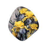 Yellow Grey Petal Of Iris I - Asymmetric Metal Wall Art