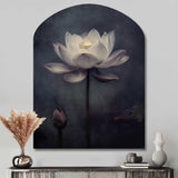 Grey Monochrome Lotus Symphony III - Asymmetric Metal Wall Art