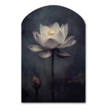 Grey Monochrome Lotus Symphony III - Asymmetric Metal Wall Art