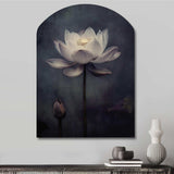 Grey Monochrome Lotus Symphony III - Asymmetric Metal Wall Art