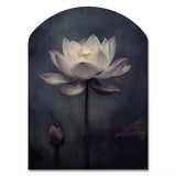 Grey Monochrome Lotus Symphony III - Asymmetric Metal Wall Art