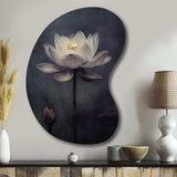 Grey Monochrome Lotus Symphony III - Asymmetric Metal Wall Art