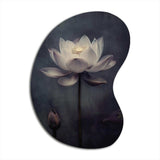 Grey Monochrome Lotus Symphony III - Asymmetric Metal Wall Art