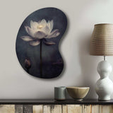 Grey Monochrome Lotus Symphony III - Asymmetric Metal Wall Art