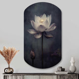 Grey Monochrome Lotus Symphony III - Asymmetric Metal Wall Art