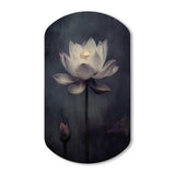 Grey Monochrome Lotus Symphony III - Asymmetric Metal Wall Art