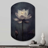 Grey Monochrome Lotus Symphony III - Asymmetric Metal Wall Art