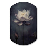 Grey Monochrome Lotus Symphony III - Asymmetric Metal Wall Art