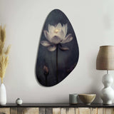 Grey Monochrome Lotus Symphony III - Asymmetric Metal Wall Art