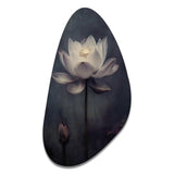 Grey Monochrome Lotus Symphony III - Asymmetric Metal Wall Art