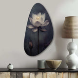 Grey Monochrome Lotus Symphony III - Asymmetric Metal Wall Art