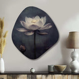 Grey Monochrome Lotus Symphony III - Asymmetric Metal Wall Art