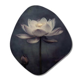 Grey Monochrome Lotus Symphony III - Asymmetric Metal Wall Art