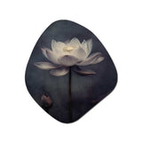 Grey Monochrome Lotus Symphony III - Asymmetric Metal Wall Art