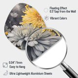 Yellow Grey Mums Spendor - Asymmetric Metal Wall Art