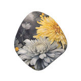 Yellow Grey Mums Spendor - Asymmetric Metal Wall Art