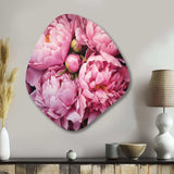 Pink Green Peony Captivating II - Asymmetric Metal Wall Art