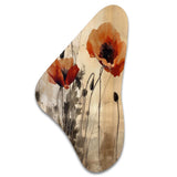 Vintage Beige Poppies II - Asymmetric Metal Wall Art