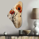 Vintage Beige Poppies II - Asymmetric Metal Wall Art