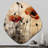 Vintage Beige Poppies II - Asymmetric Metal Wall Art