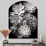 Grey Black Succulent Resilience - Asymmetric Metal Wall Art