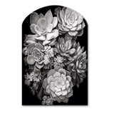 Grey Black Succulent Resilience - Asymmetric Metal Wall Art