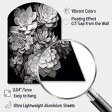 Grey Black Succulent Resilience - Asymmetric Metal Wall Art