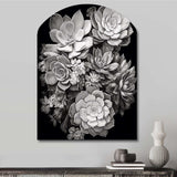 Grey Black Succulent Resilience - Asymmetric Metal Wall Art