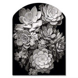 Grey Black Succulent Resilience - Asymmetric Metal Wall Art