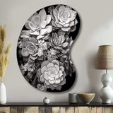 Grey Black Succulent Resilience - Asymmetric Metal Wall Art