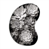 Grey Black Succulent Resilience - Asymmetric Metal Wall Art