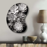 Grey Black Succulent Resilience - Asymmetric Metal Wall Art