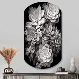 Grey Black Succulent Resilience - Asymmetric Metal Wall Art