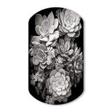 Grey Black Succulent Resilience - Asymmetric Metal Wall Art