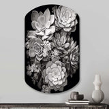 Grey Black Succulent Resilience - Asymmetric Metal Wall Art