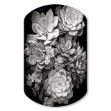 Grey Black Succulent Resilience - Asymmetric Metal Wall Art