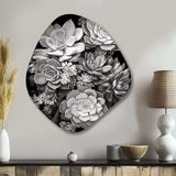 Grey Black Succulent Resilience - Asymmetric Metal Wall Art